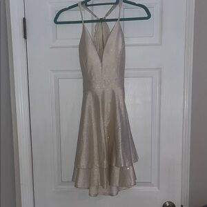 Elegant Beige Sleeveless Dress